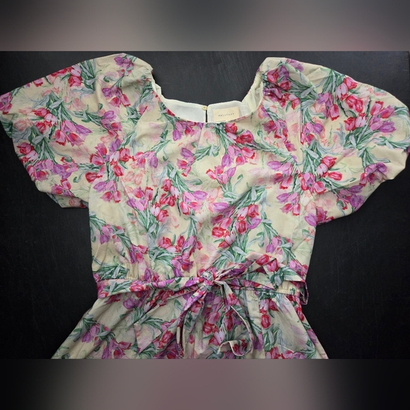 NWT - Melloday Yellow/Pink Floral Printed Puff Sleeve Woven Maxi Dress - Size L - Picture 9 of 14